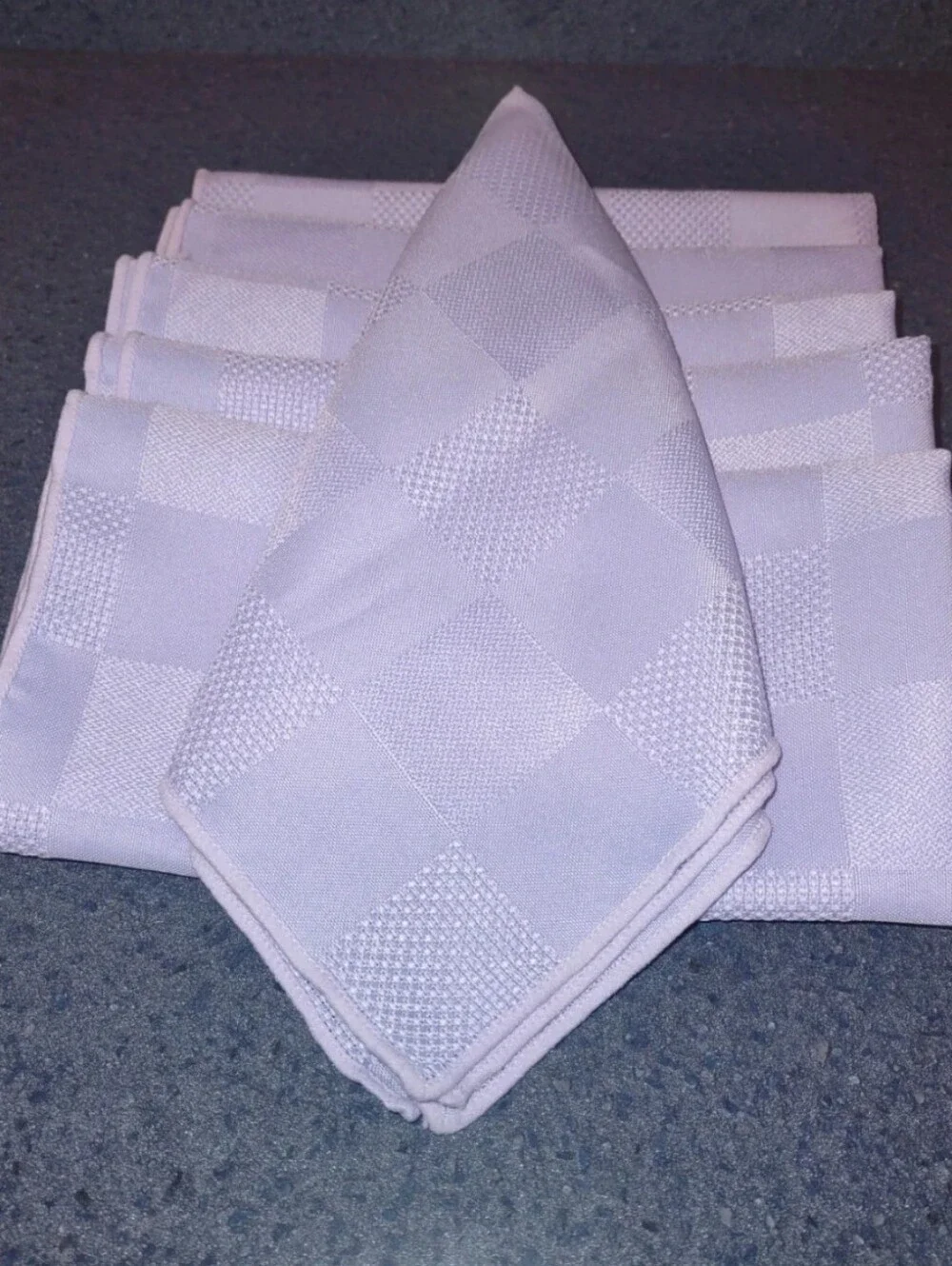 Set of 6 Soft Lilac Checkered Weave Cloth Napkins Pastel Purple/ Lilac Unbranded